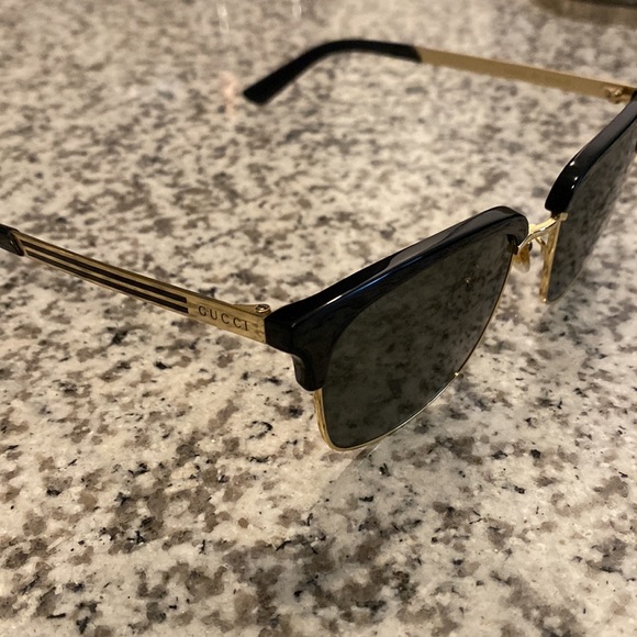 Men’s GUCCI Half-Rim Acetate/Metal Square Sunglasses - Picture 2 of 3